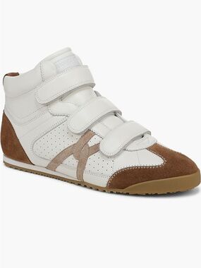 Veronica Beard White and Brown High-Top Velcro Sneakers